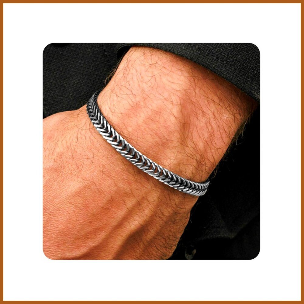 Premium Stainless Steel Chain Bracelet For Men, Adjustable Snake Chain